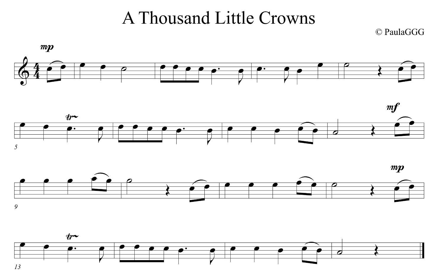 A Thousand Little Crowns - Sheet Music picture